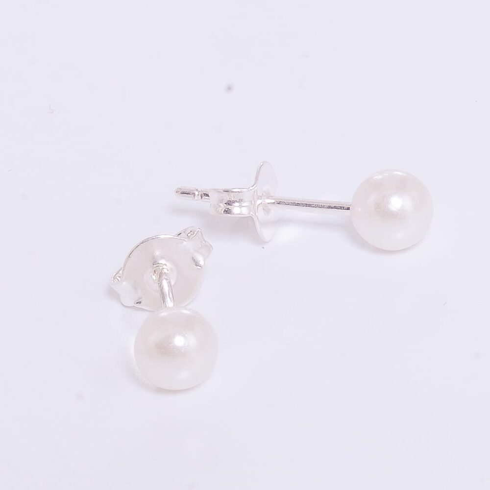 AROS DE PLATA 925 PERLA CHICA - A5665 - Imagen 2