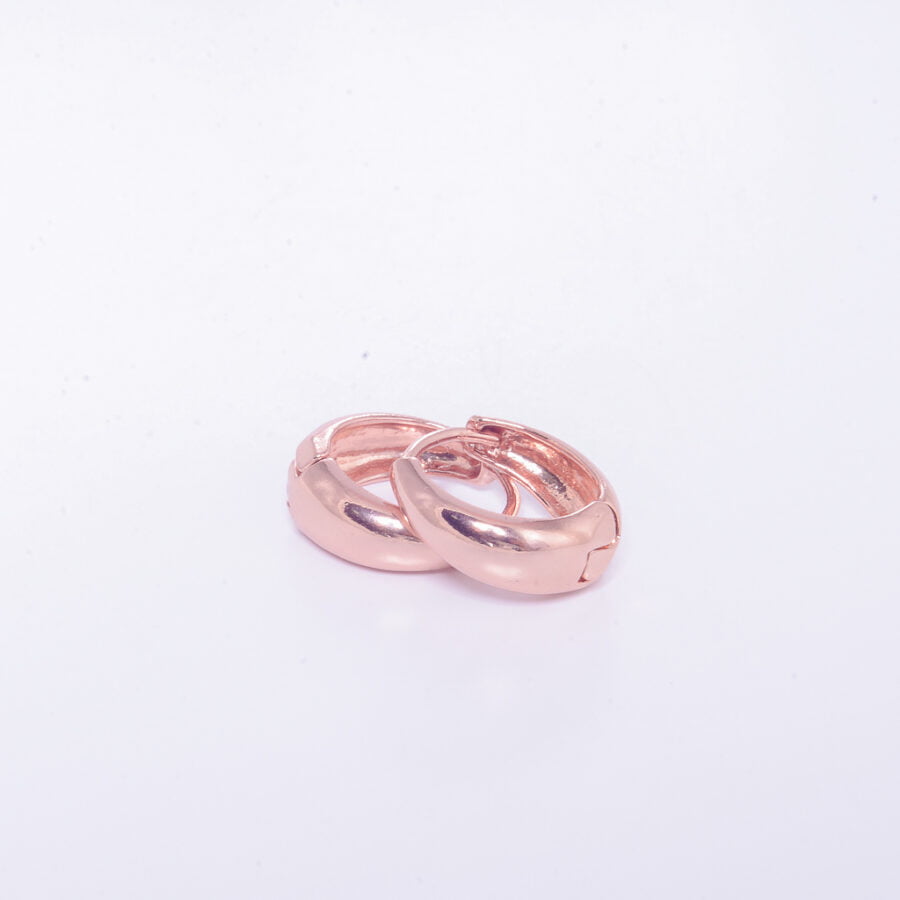AROS DE PLATA 925 ARGOLLA ROSE CHICAS CON LADO GRUESO-AGR03 - Imagen 2