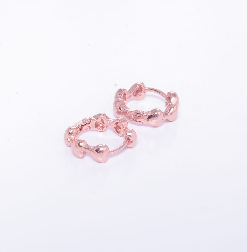 AGR15 - AROS DE PLATA 925 ARGOLLA ROSE CORAZONES CHIQUITOS - Imagen 2