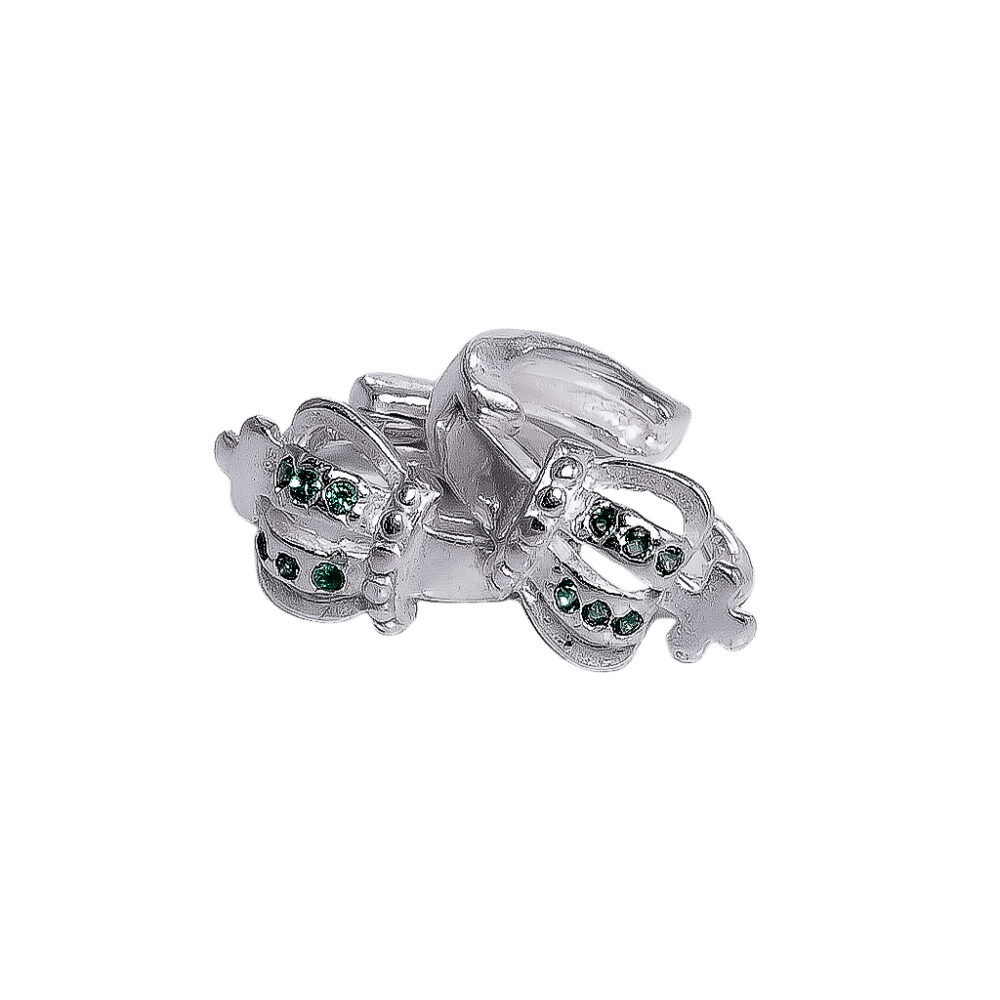 AROS DE PLATA 925 ARGOLLA CORONA  CON ZIRCONIA - AR14 - Imagen 2