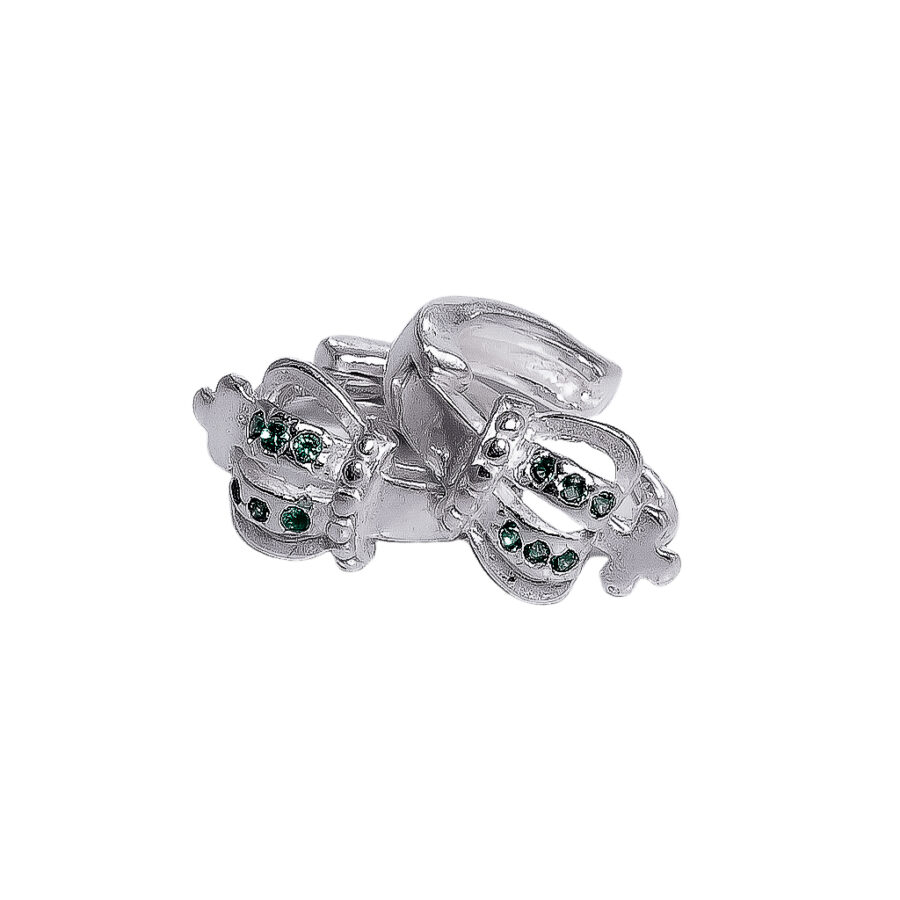 AROS DE PLATA 925 ARGOLLA CORONA  CON ZIRCONIA - AR14 - Imagen 2