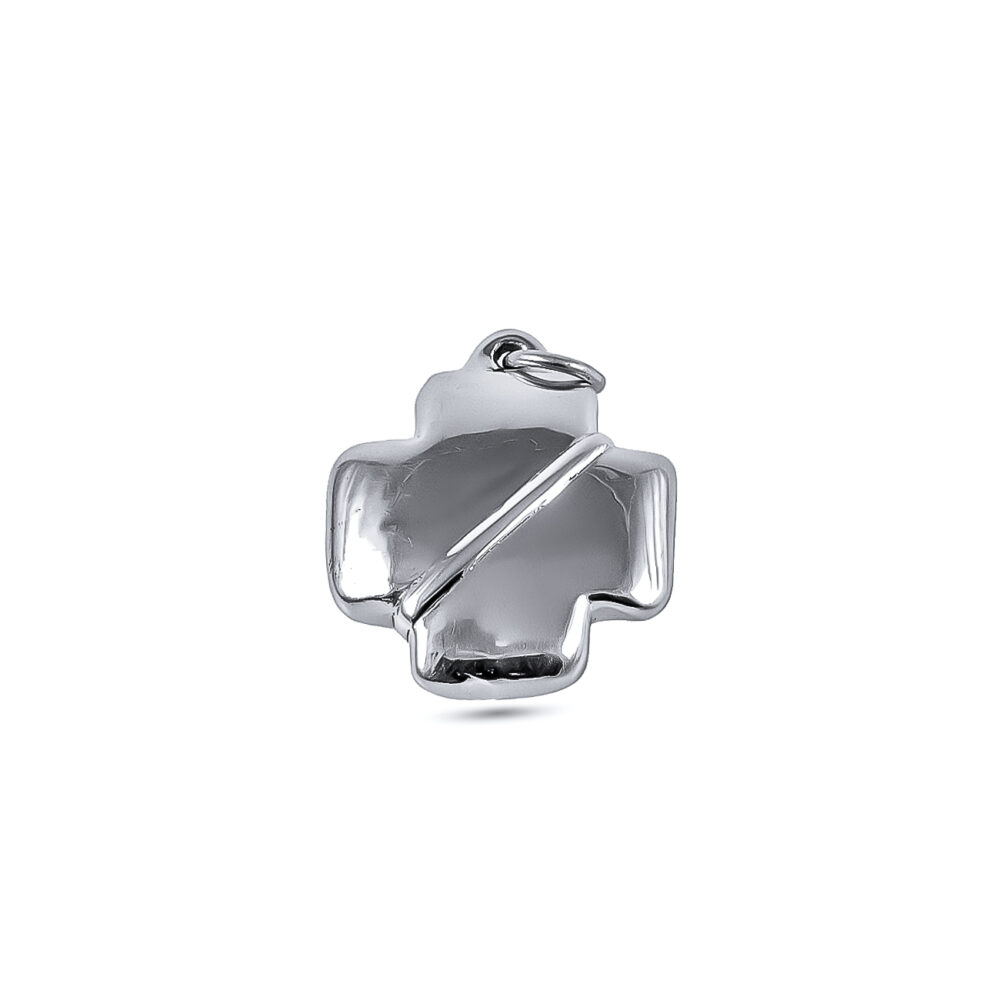 DIJE PLATA 925 CRUZ INFLADA CON CINTA AL MEDIO - D103 - Imagen 2