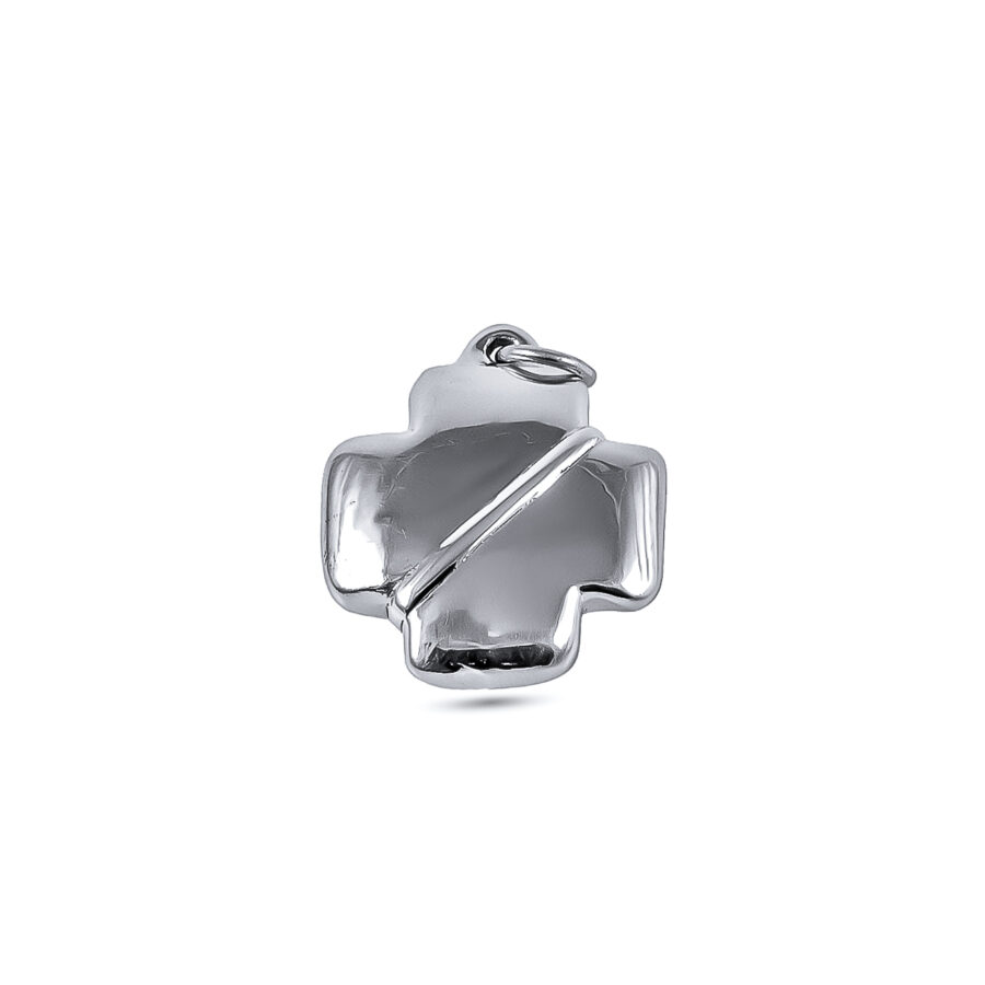 DIJE PLATA 925 CRUZ INFLADA CON CINTA AL MEDIO - D103 - Imagen 2