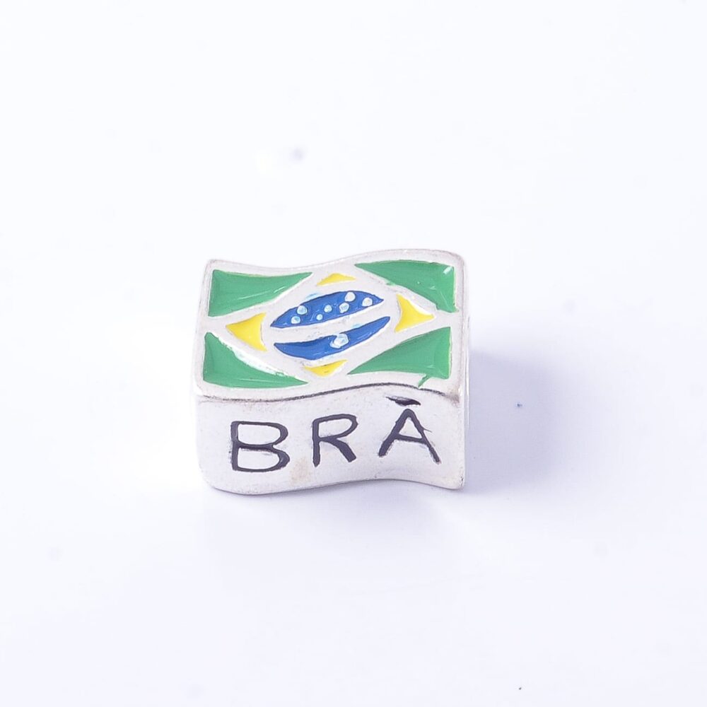 D108 - DIJE PLATA 925 BANDERA DE BRASIL PASANTE - Imagen 2