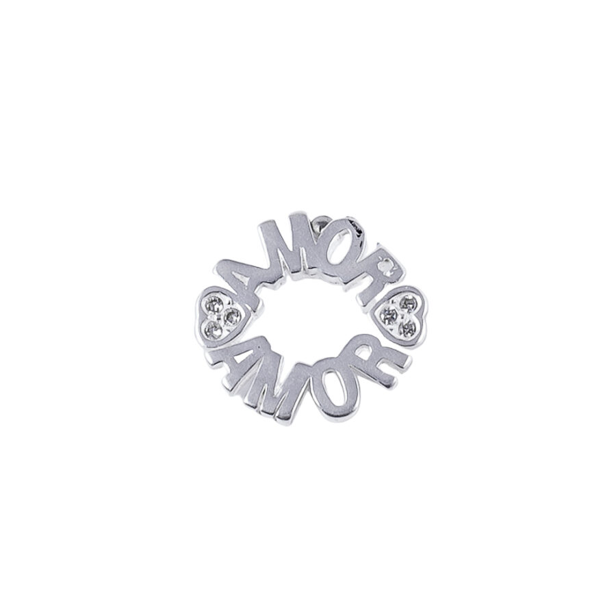 DIJE DE PLATA 925 CIRCULO AMOR CORAZON CON TRES CUBIC