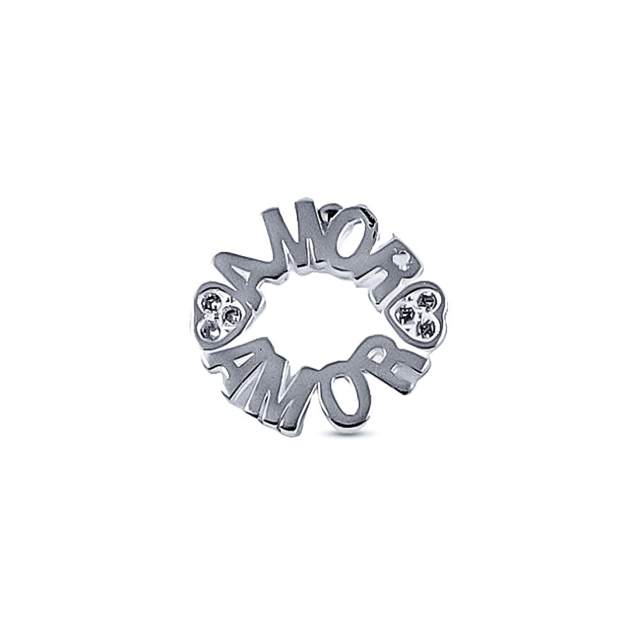 DIJE DE PLATA 925 CIRCULO AMOR CORAZON CON TRES CUBIC - Imagen 2