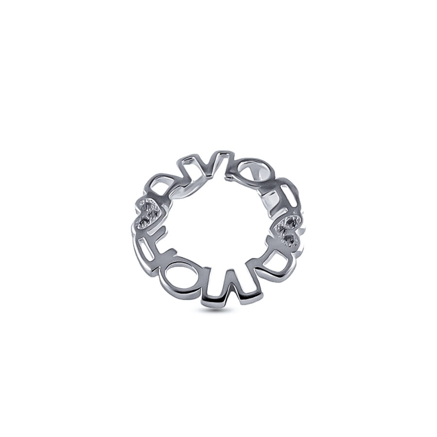 DIJE DE PLATA 925 AMOR CON CORAZÓN CUBIC CIRCULAR - D2365 - Imagen 2