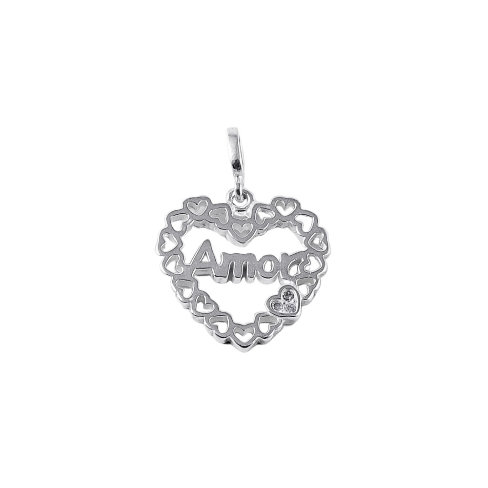 DIJE DE PLATA 925 CORAZON CON BORDES CUBIC - D2366