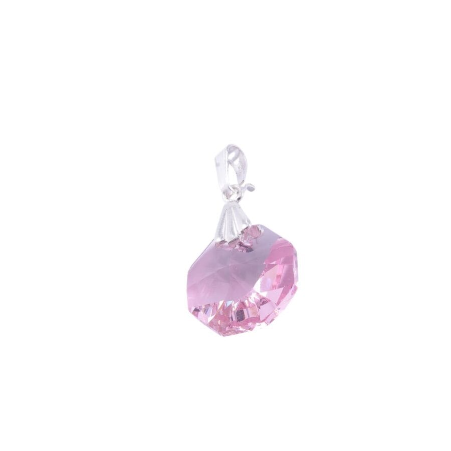 D2392 - DIJE PLATA 925 CRISTAL OCTAGONO ROSADO