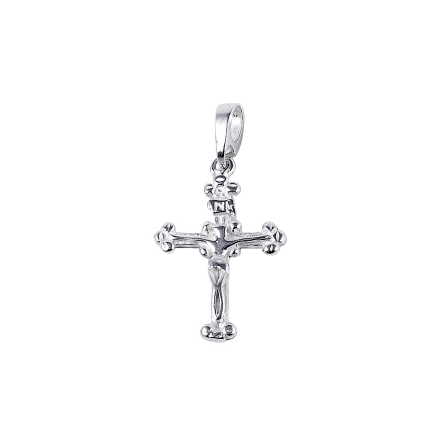 DIJE PLATA 925 CRUZ CON JESUS DETALLES A LOS COSTADOS