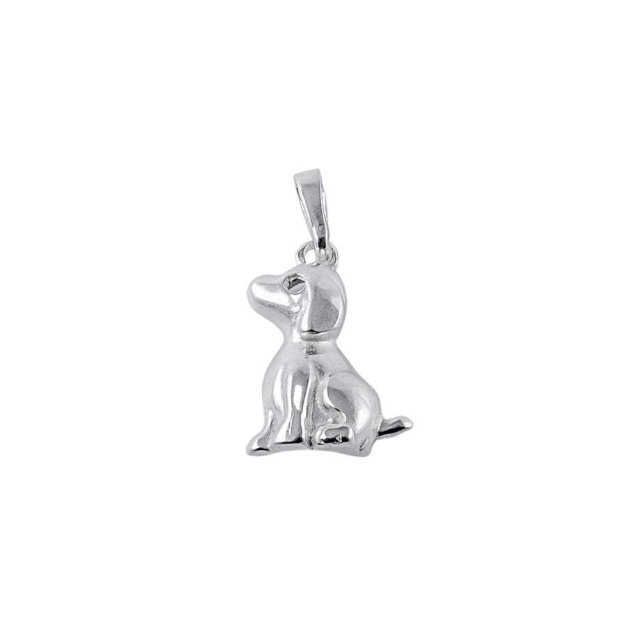 DIJE DE PLATA 925 PERRO SENTADO OJO CALADO - D2472