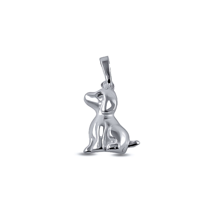 DIJE DE PLATA 925 PERRO SENTADO OJO CALADO - D2472 - Imagen 2