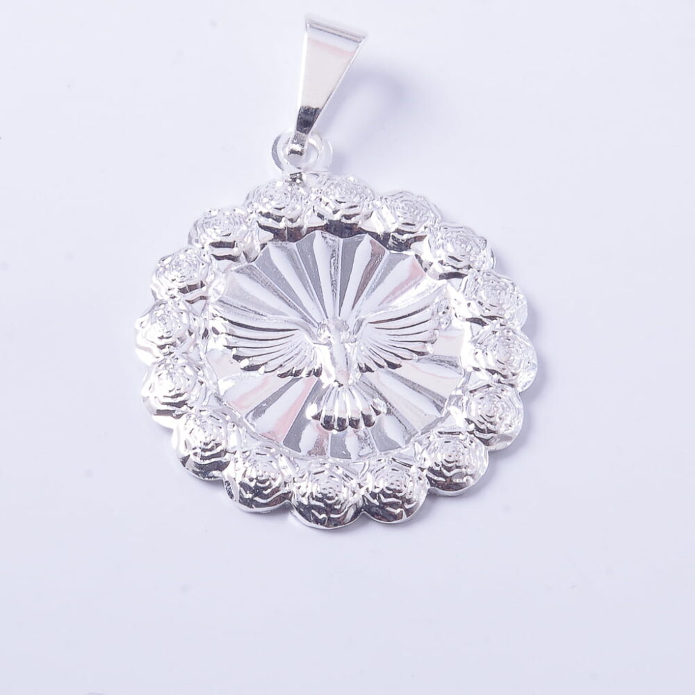 DIJE DE PLATA 925 MEDALLON CON ESPIRITUD SANTO LABRADO