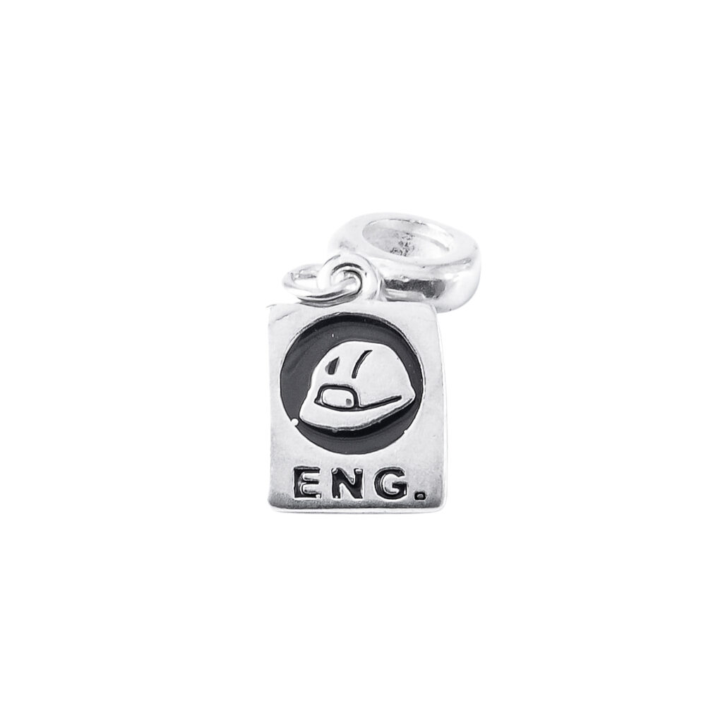 DIJE DE PLATA 925 RECTANGULO CON CASCO DE INGENIERO - D2671A - Imagen 2
