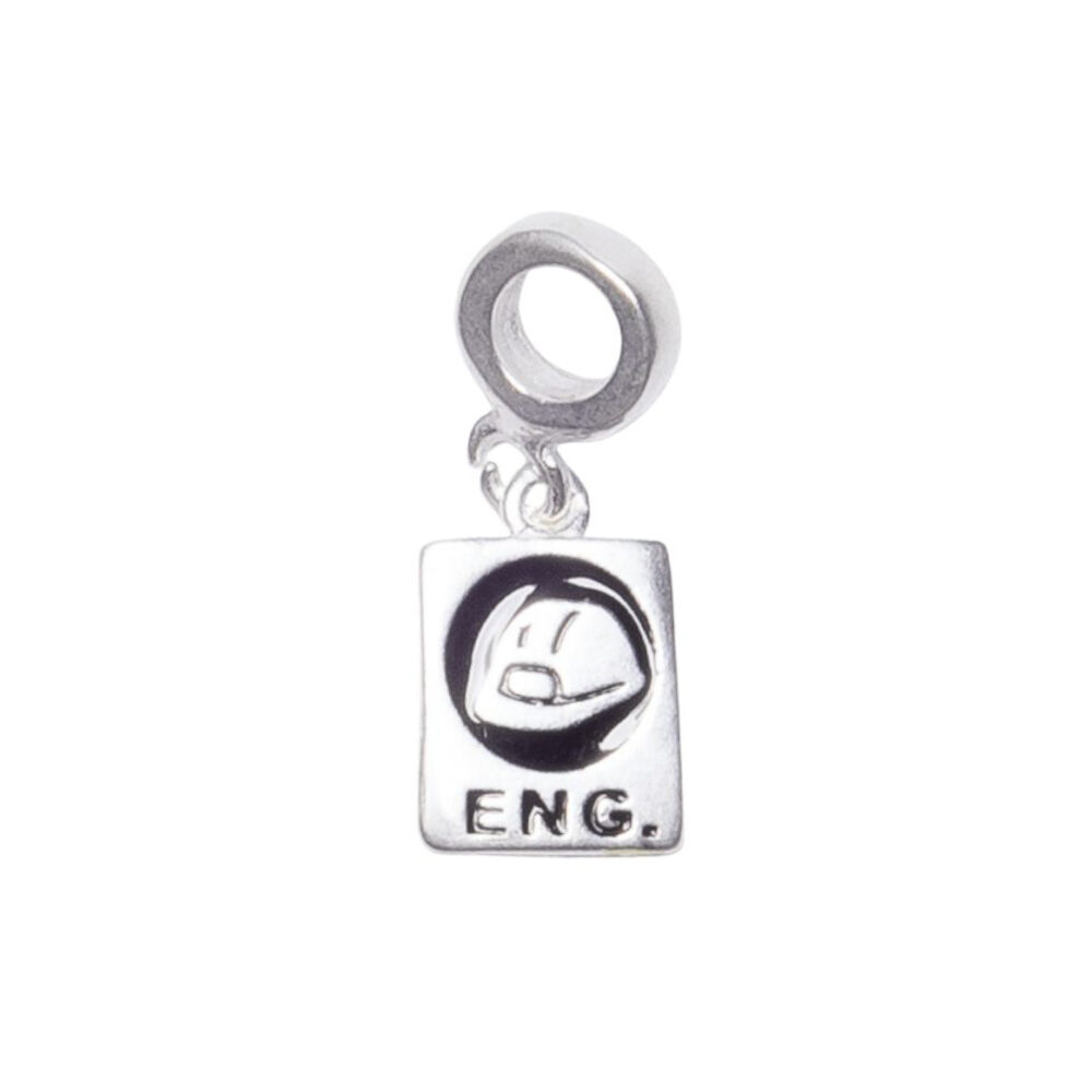 DIJE DE PLATA 925 RECTANGULO CON CASCO DE INGENIERO - D2671A