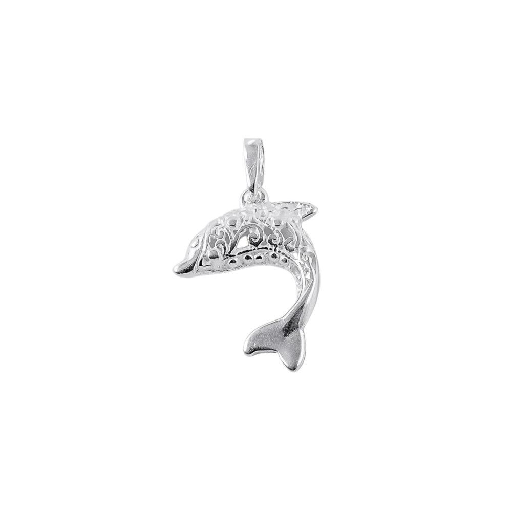 DIJE DE PLATA 925 DELFINES CON DIBUJOS CALADOS - D269