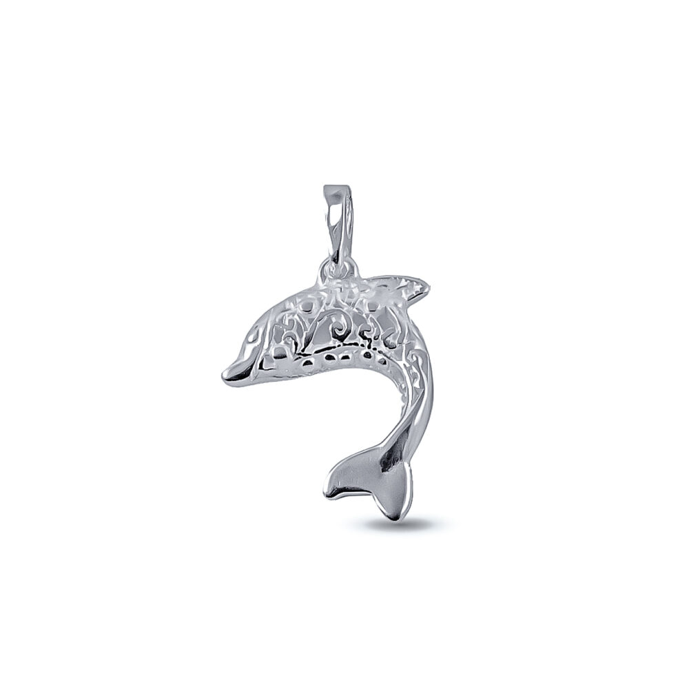 DIJE DE PLATA 925 DELFINES CON DIBUJOS CALADOS - D269 - Imagen 2