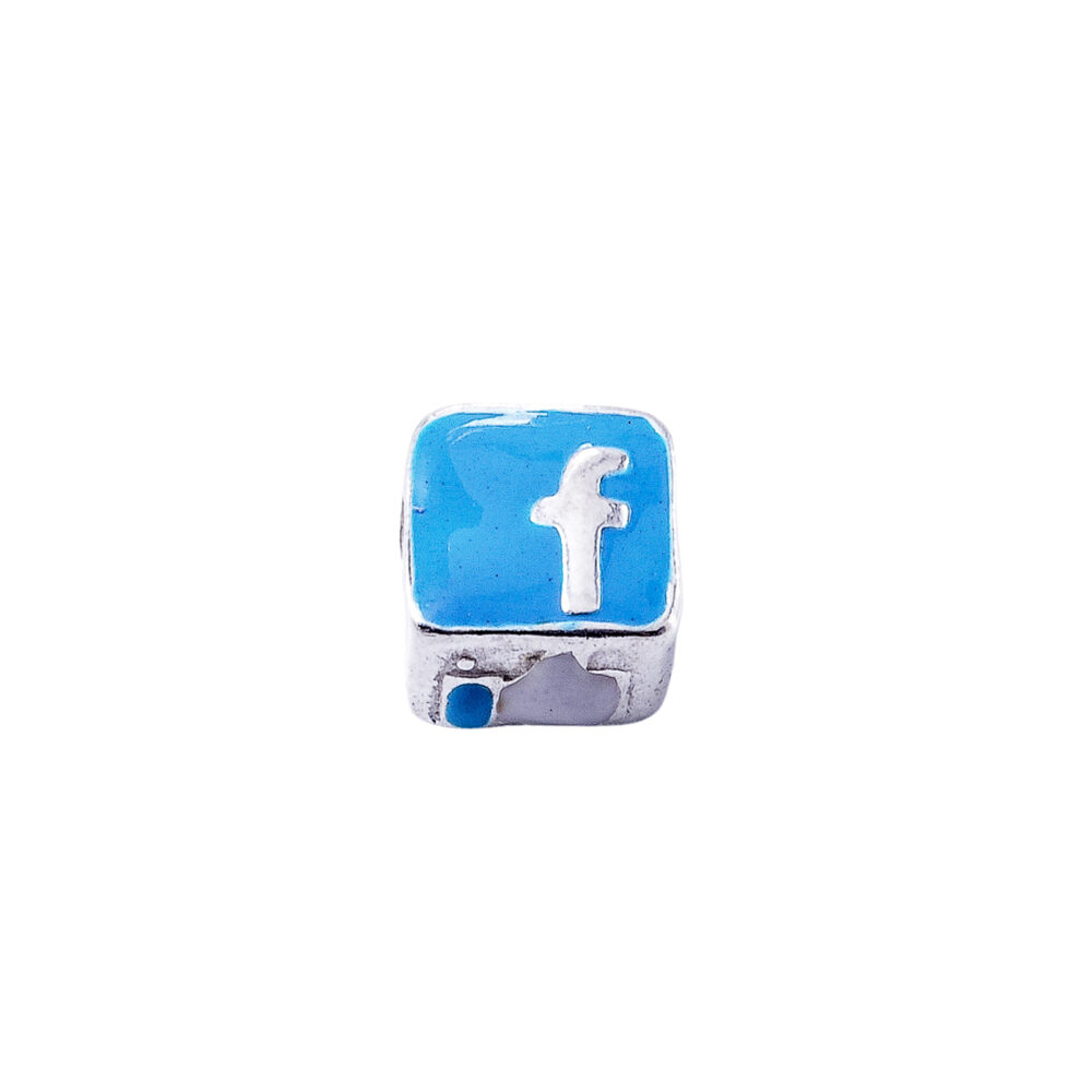 DIJE DE PLATA 925 DONA PASANTE FACEBOOK AZUL GRANDE - D2707