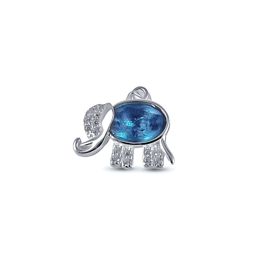 DIJE PLATA 925 ELEFANTE CON ZIRCONIA CELESTE - D290 - Imagen 2