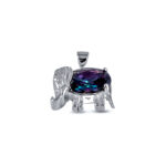DIJE DE PLATA 925 ELEFANTE PIEDRA CUBIC TORNASOLADO - D291 - Imagen 2