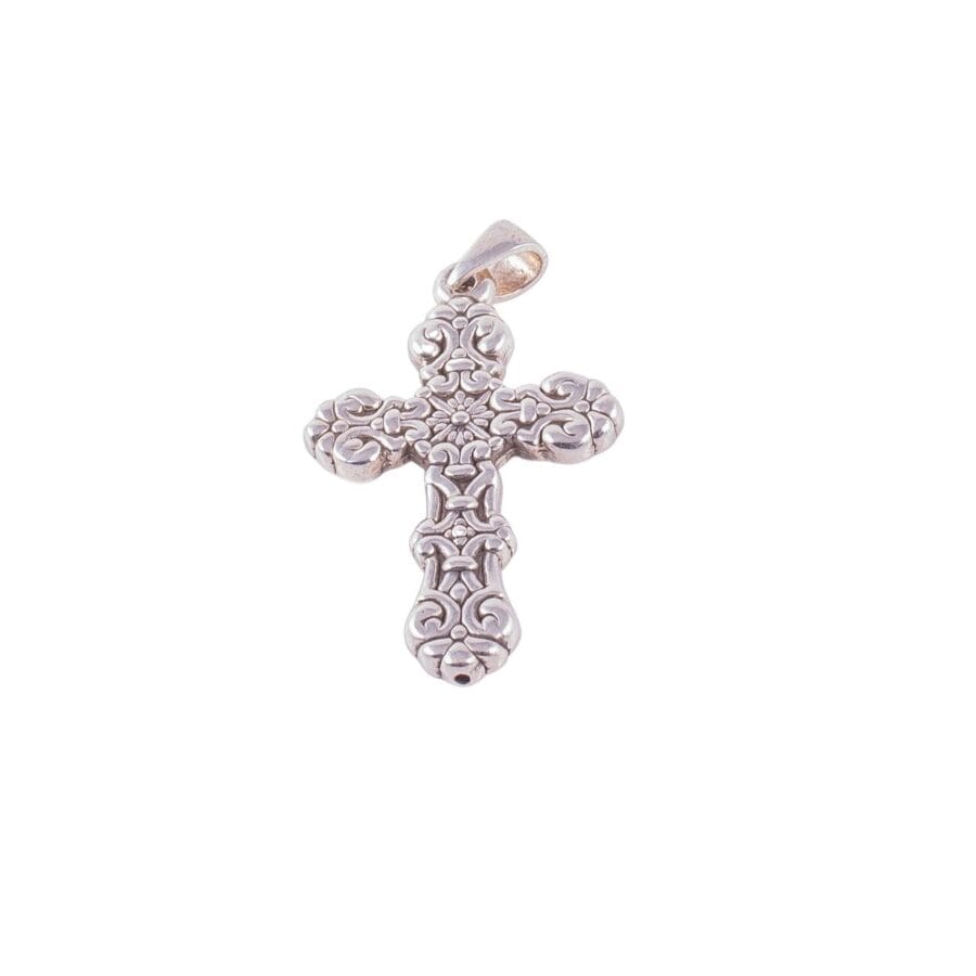 DIJ29 - DIJE DE PLATA 925 CRUZ CON DETALLES ARABESCOS