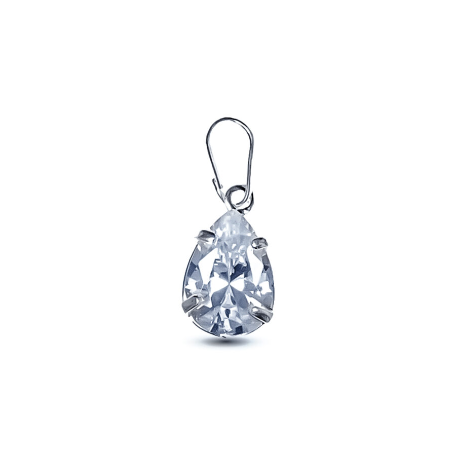 DIJE DE PLATA 925 CON ZIRCONIA ENGARZADA EN FORMA DE GOTA - Imagen 2