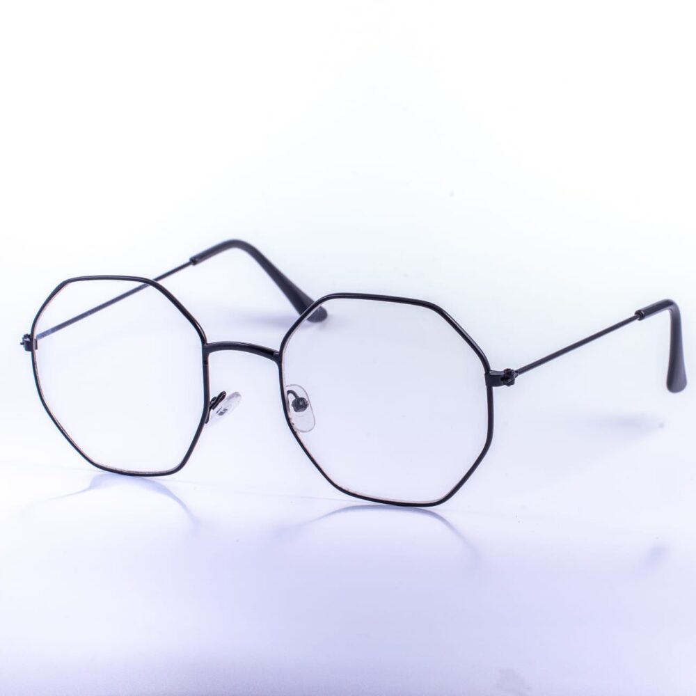 LENTES DE MODA TRANSAPARENTES HEXAGONALES CON MARCO NEGRO - Imagen 2