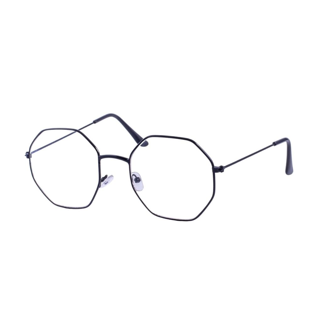 LENTES DE MODA TRANSAPARENTES HEXAGONALES CON MARCO NEGRO