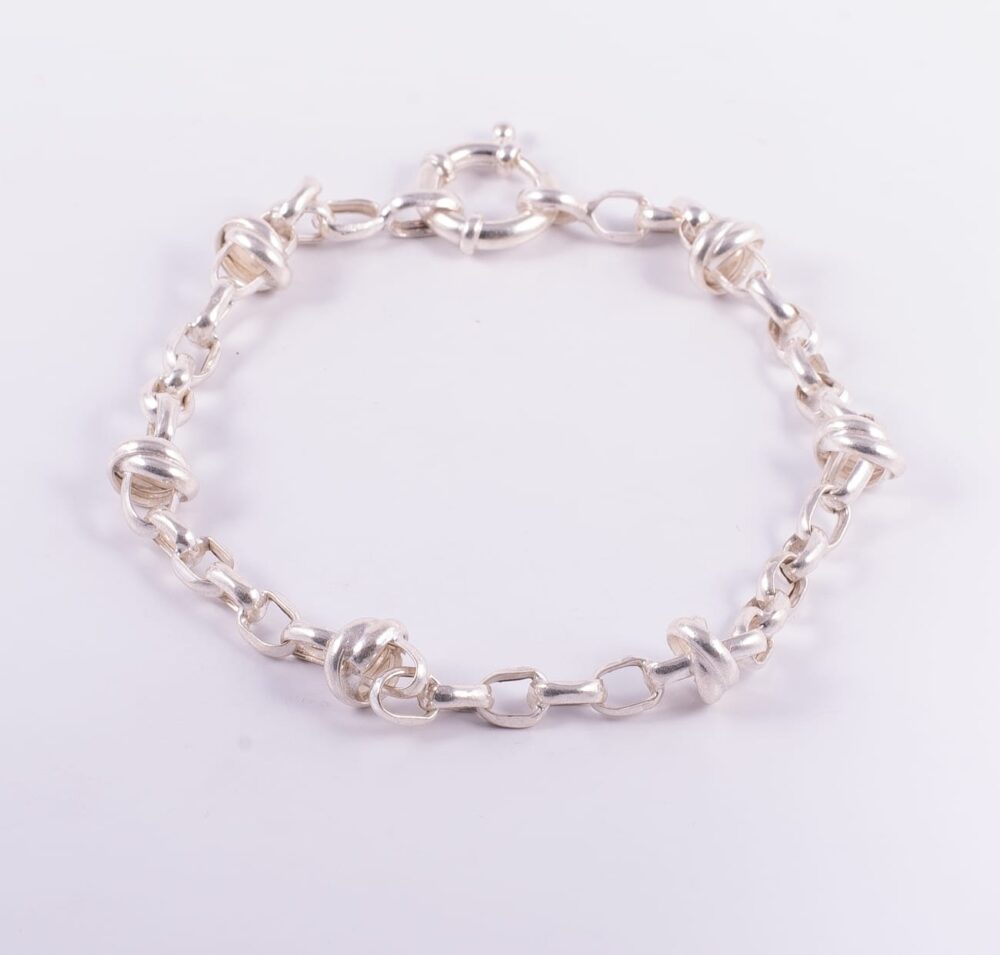P4221 - PULSERA DE PLATA 925 ROLO FINA CON NUDOS - Imagen 2