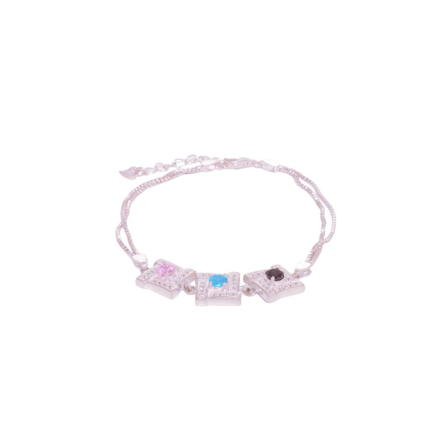 PULSERA DE PLATA 925 VENECIANA CON DIJE ZIRCONIA-P4252 - Imagen 2