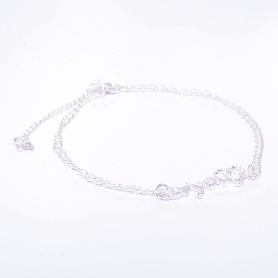 PULSERA DE PLATA 925 DISEÑO I YOU CON CORAZON Y CRISTAL - Imagen 2