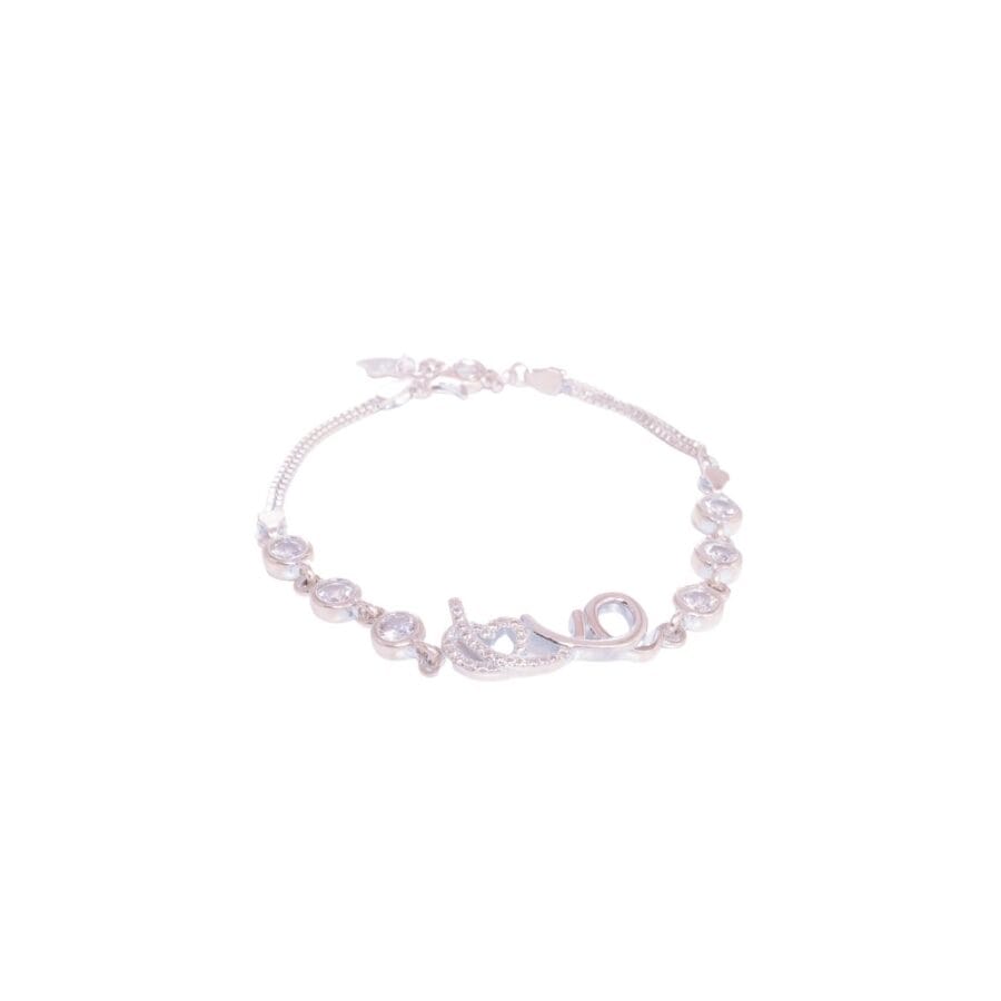 PULSERA DE PLATA 925 VENECIANA CON DIJE LOVE CON CUBIC-P451 - Imagen 2