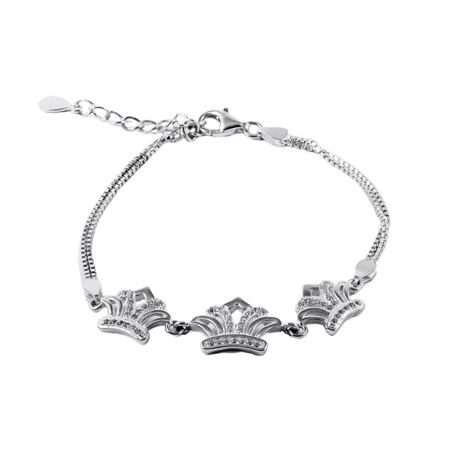 PULSERA DE PLATA 925 CORONA CUBIC - P458 - Imagen 2