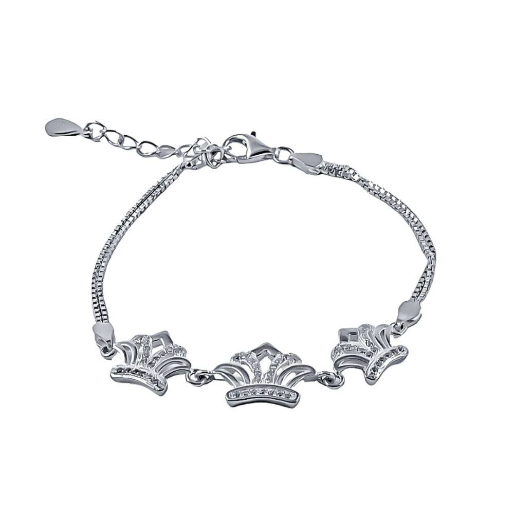 PULSERA DE PLATA 925 CORONA CUBIC - P458