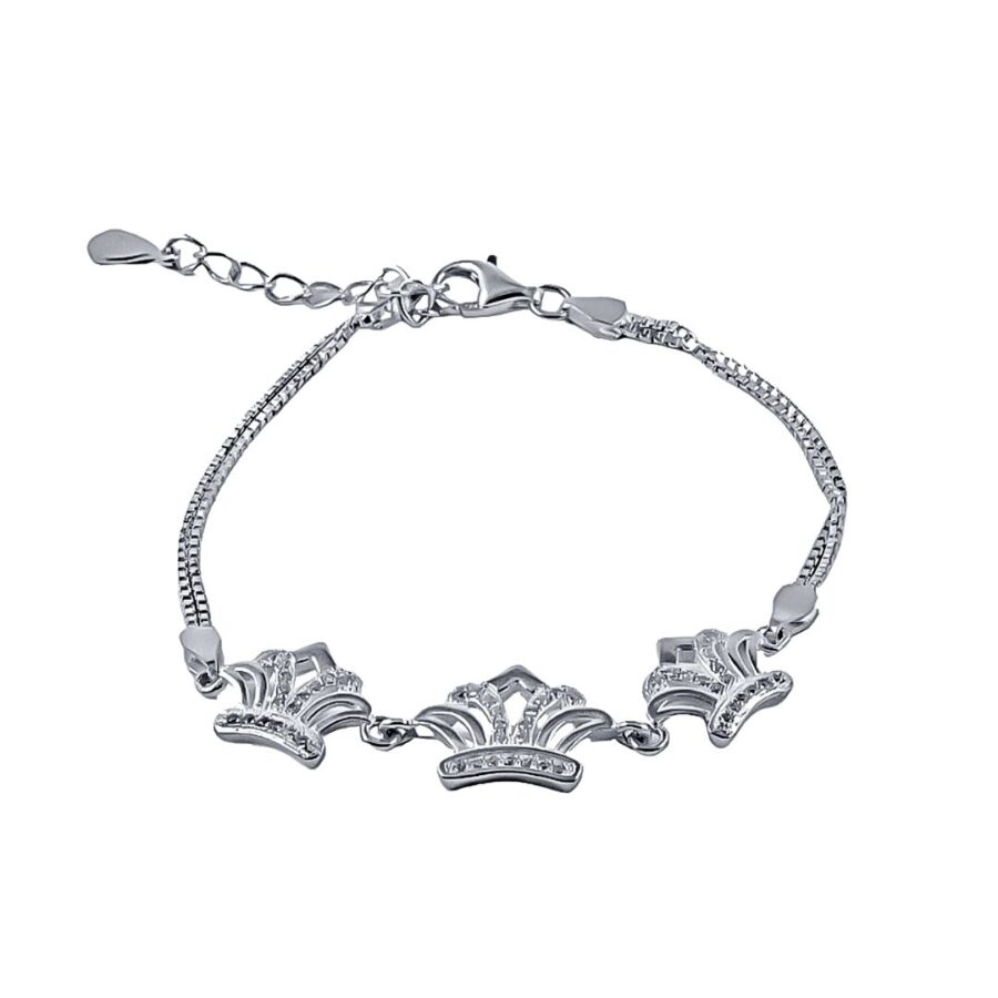 PULSERA DE PLATA 925 CORONA CUBIC - P458