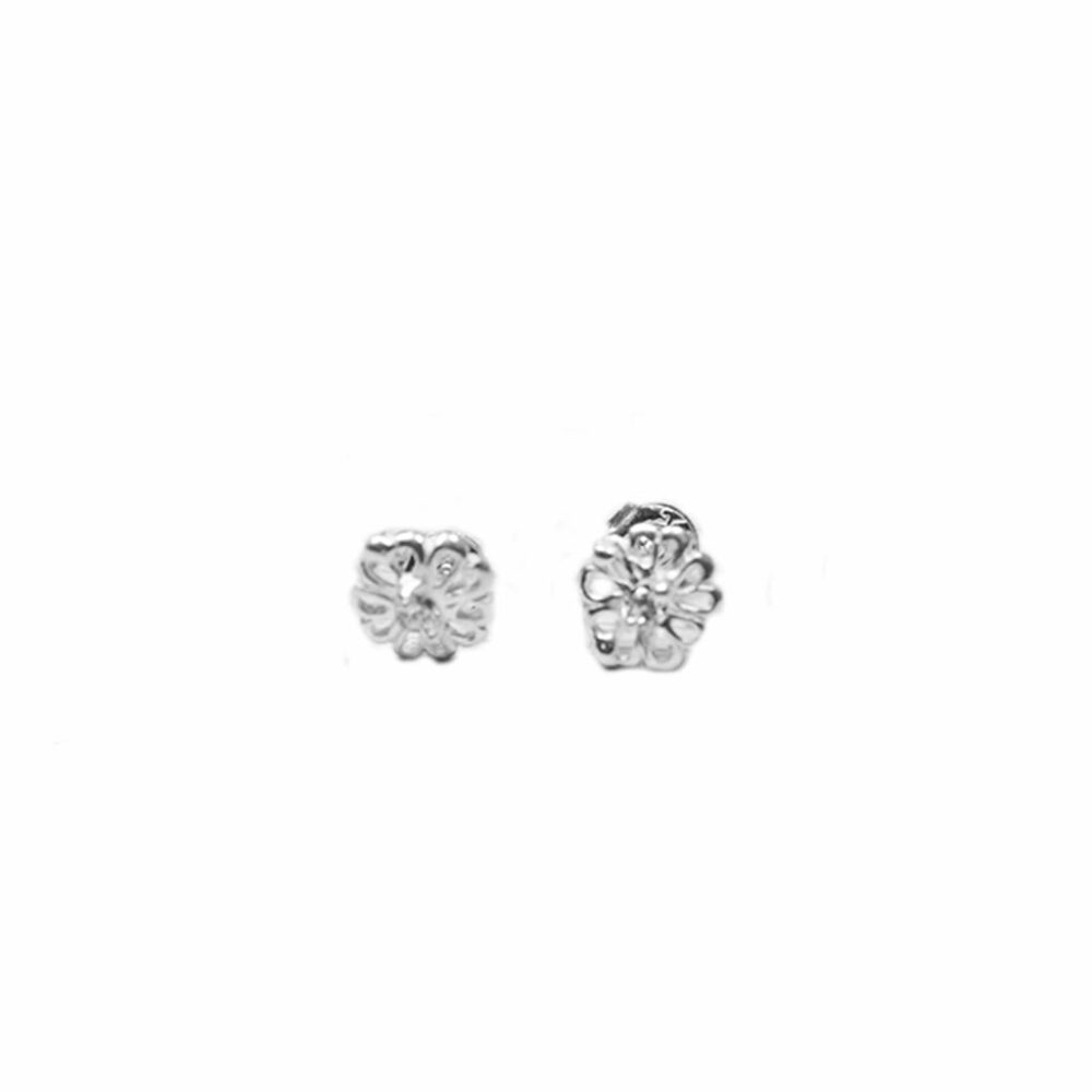 AROS DE PLATA 925 FLOR PETALOS CALADO CUBIC CENTRAL-PB0216 - Imagen 2