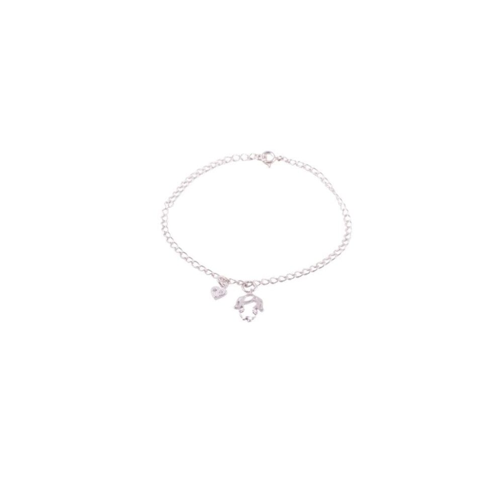 PULSERA DE PLATA 925 CON DIJE COLGANTE DE NENA Y CORAZON - Imagen 2