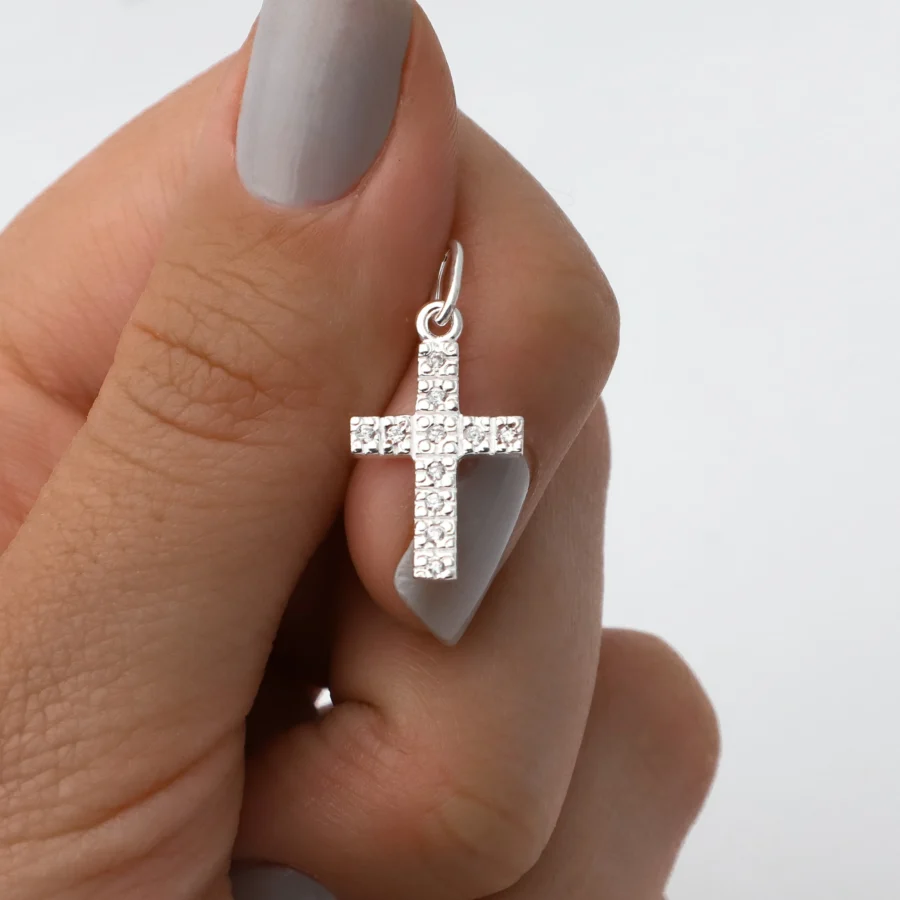 D2900A - DIJE PLATA 925 CRUZ DE ZIRCONIA