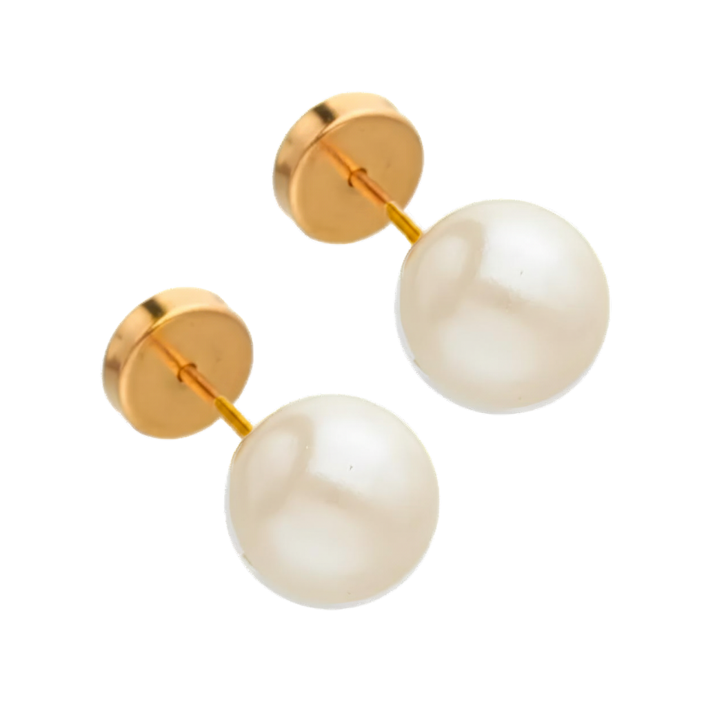 ABO091-AROS ABRIDORES BEBE PERLA DE ORO 18 K GRANDE 7MM