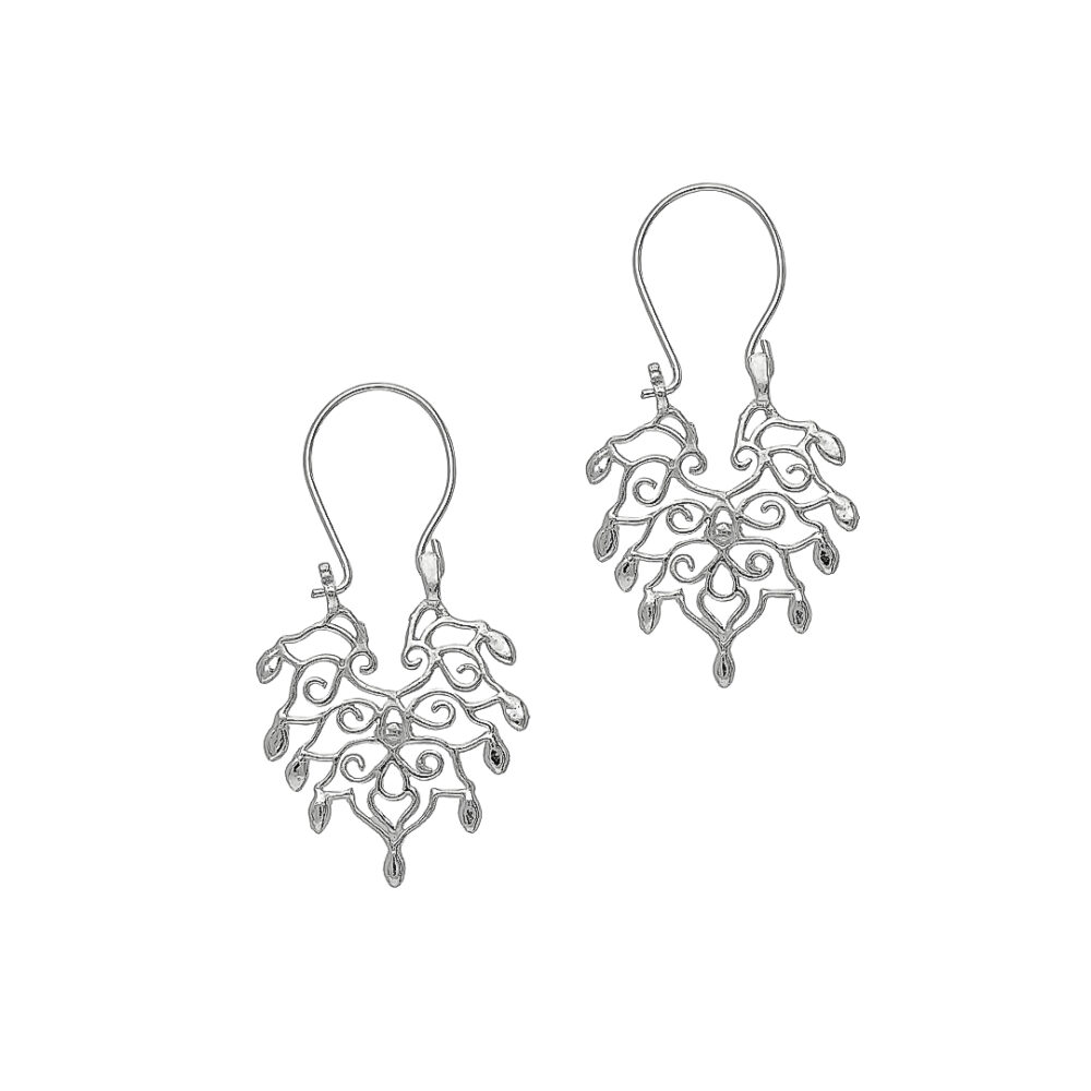 AROS DE PLATA 925 TIPO FILIGRANA CON FORMA DE HOJA - ARTF04