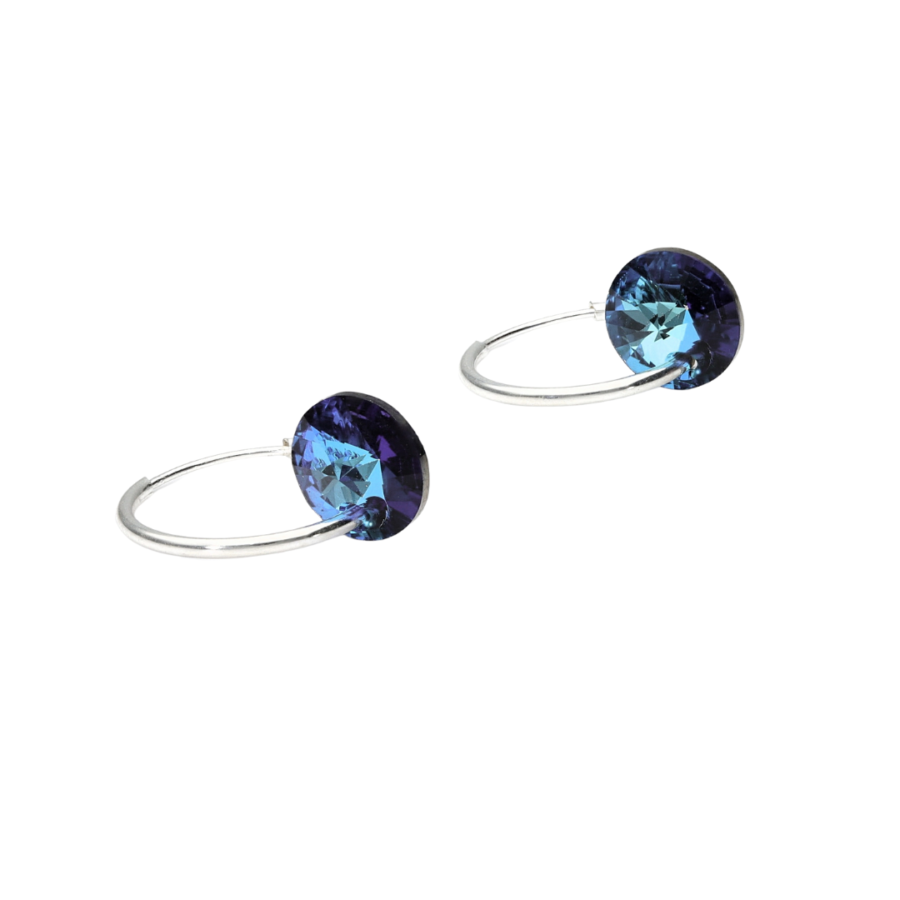 AROS ARGOLLA DE PLATA 925 CON CRISTAL AZUL - AR36G9