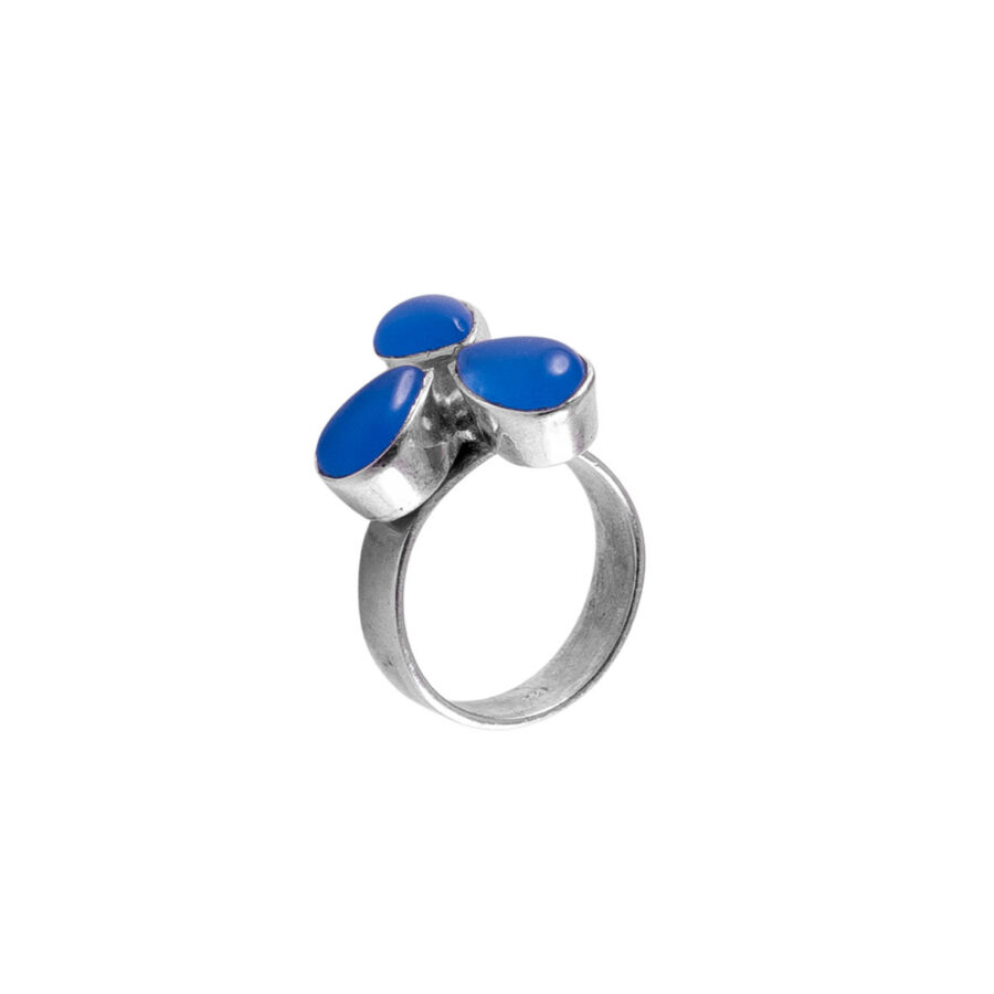 ANILLO PLATA 925 TRIPLE PIEDRAS NATURALES FORMA GOTA - A1217