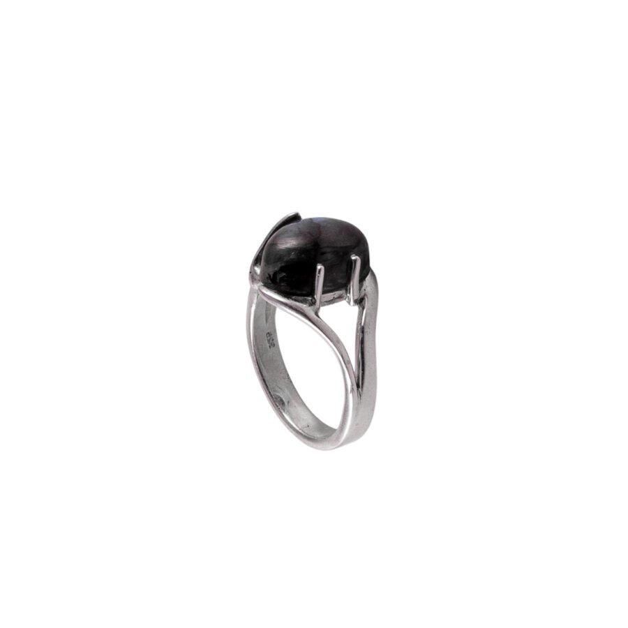 OFF112- ANILLO PLATA 925 PIEDRA NATURAL ENGARCE TRIANGULAR LATERAL