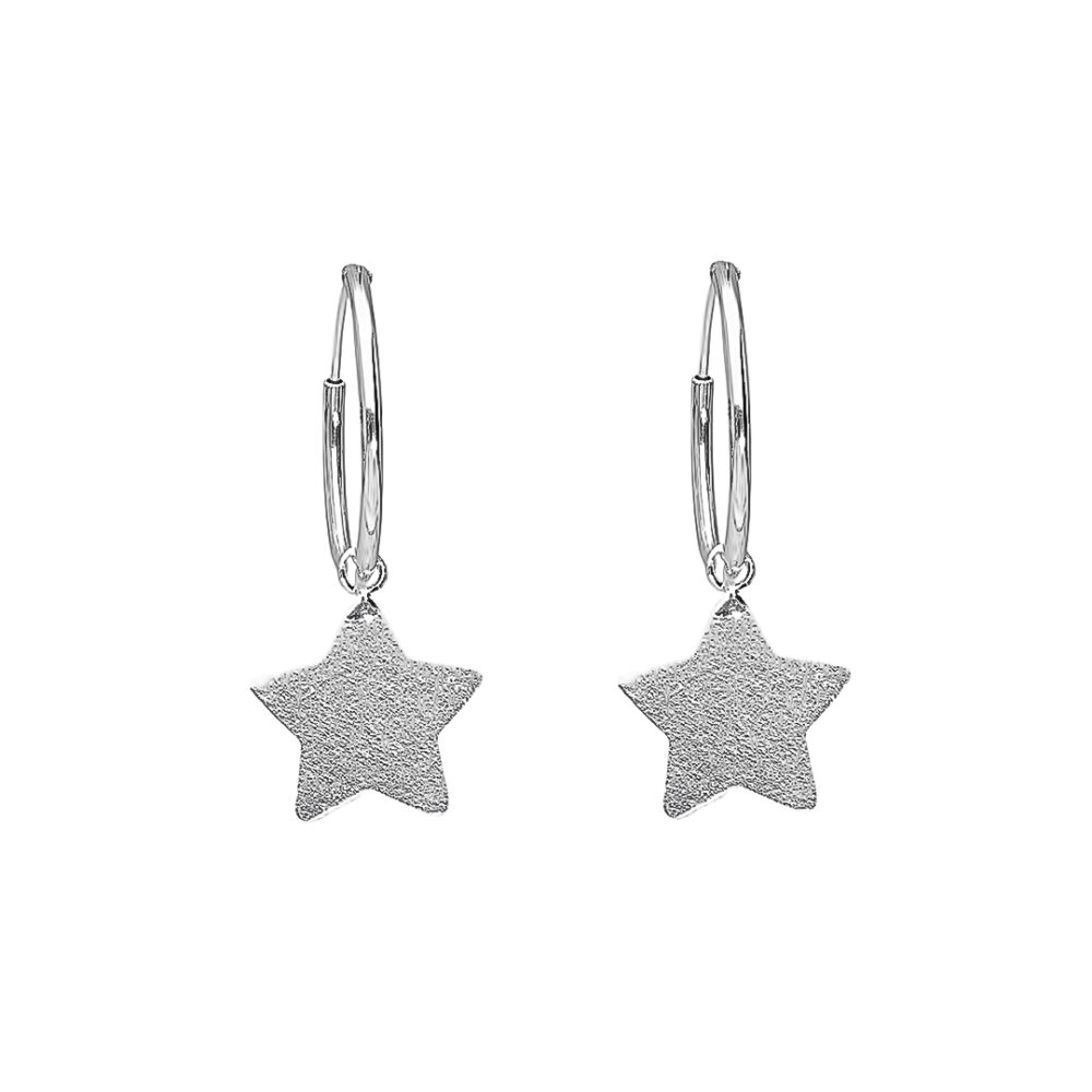 AROS ARGOLLA DE PLATA 925 LISA CON DIJE ESTRELLA - AR03T3