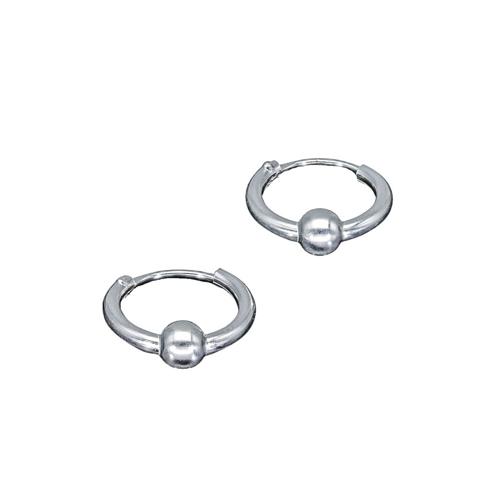 ARGOLLAS DE PLATA 925 PEQUEÑA CON BOLITA CENTRAL - AR14M5