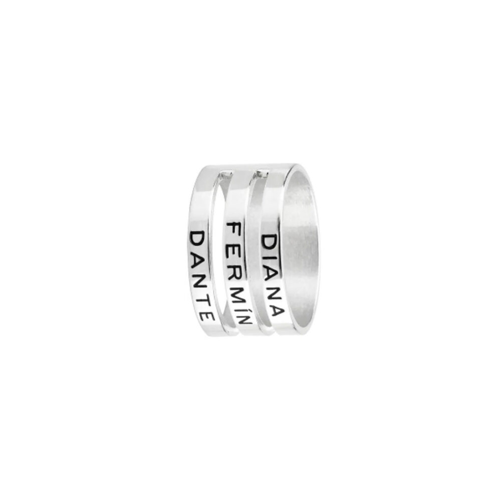 ANILLO DE PLATA 925 TRIPLE CON GRABADO EMPAVONADO - JOPE12