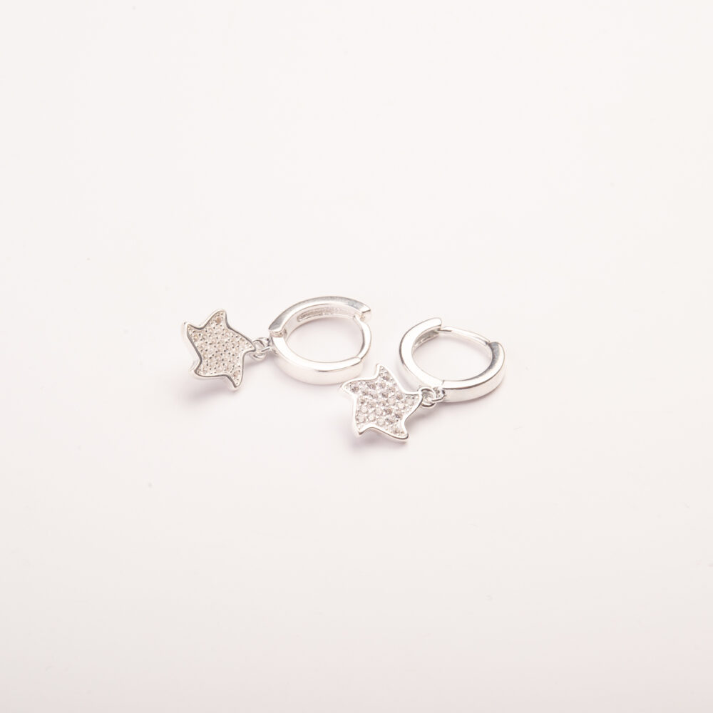 A120628-ARGOLLAS CON ESTRELLA CUBIERTA EN ZIRCONIA COLGANTE - Imagen 2