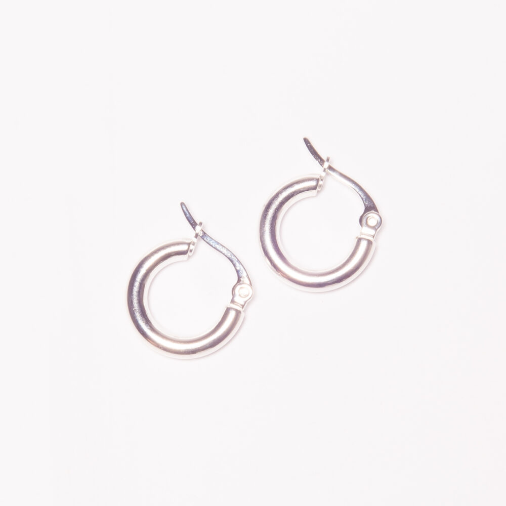 AROS DE ACERO BLANCO ARGOLLA CHICA INFLADA 10MM-ACEA76