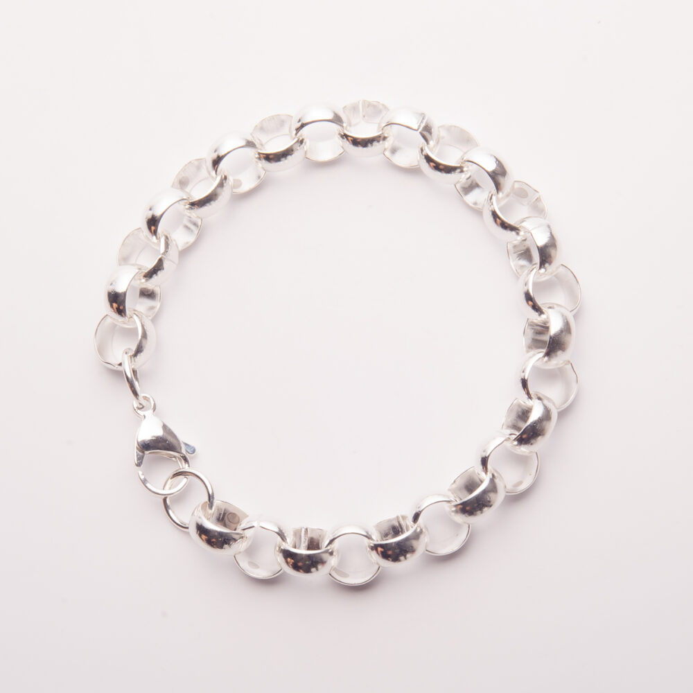 ACEP19-PULSERA DE ACERO BLANCO ROLO MEDIANA