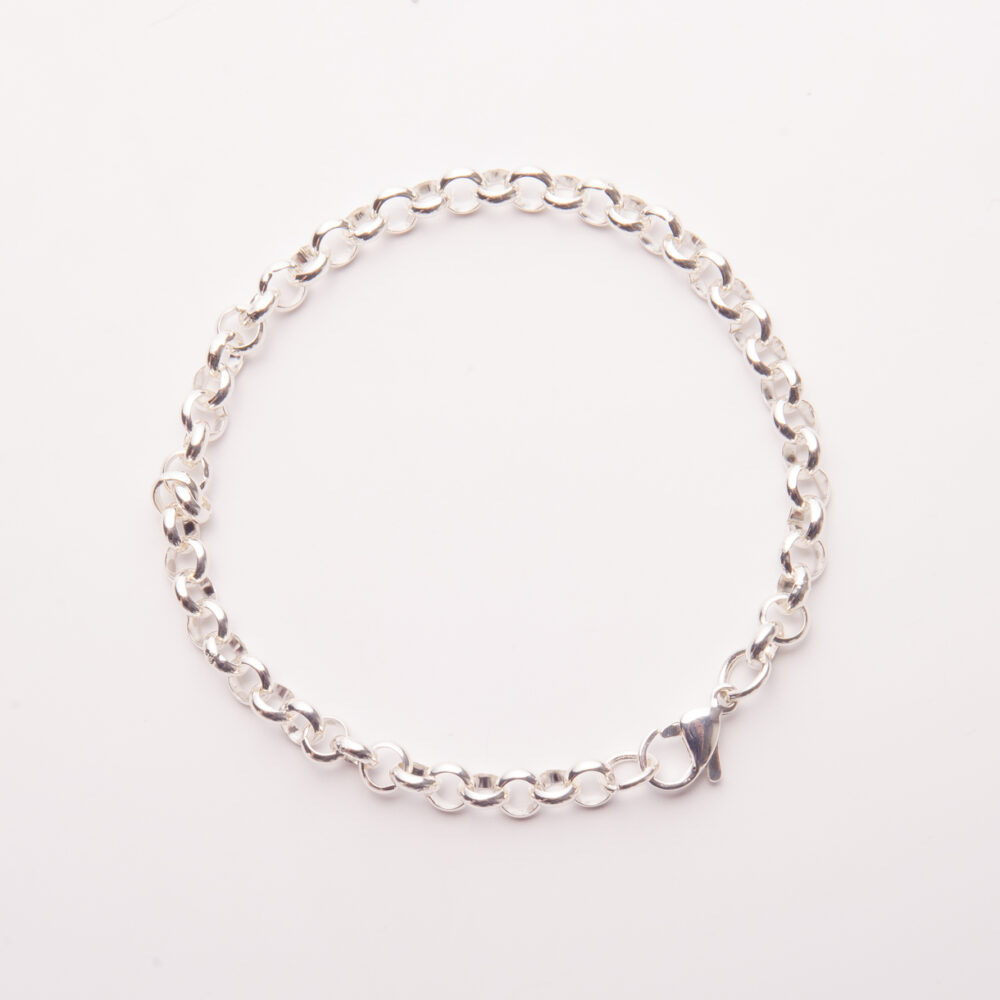 ACEP20-PULSERA DE ACERO BLANCO ROLO CON ESLABONES REDONDOS